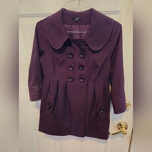 zinc Plum Double-Breasted Pea Jacket Blazer